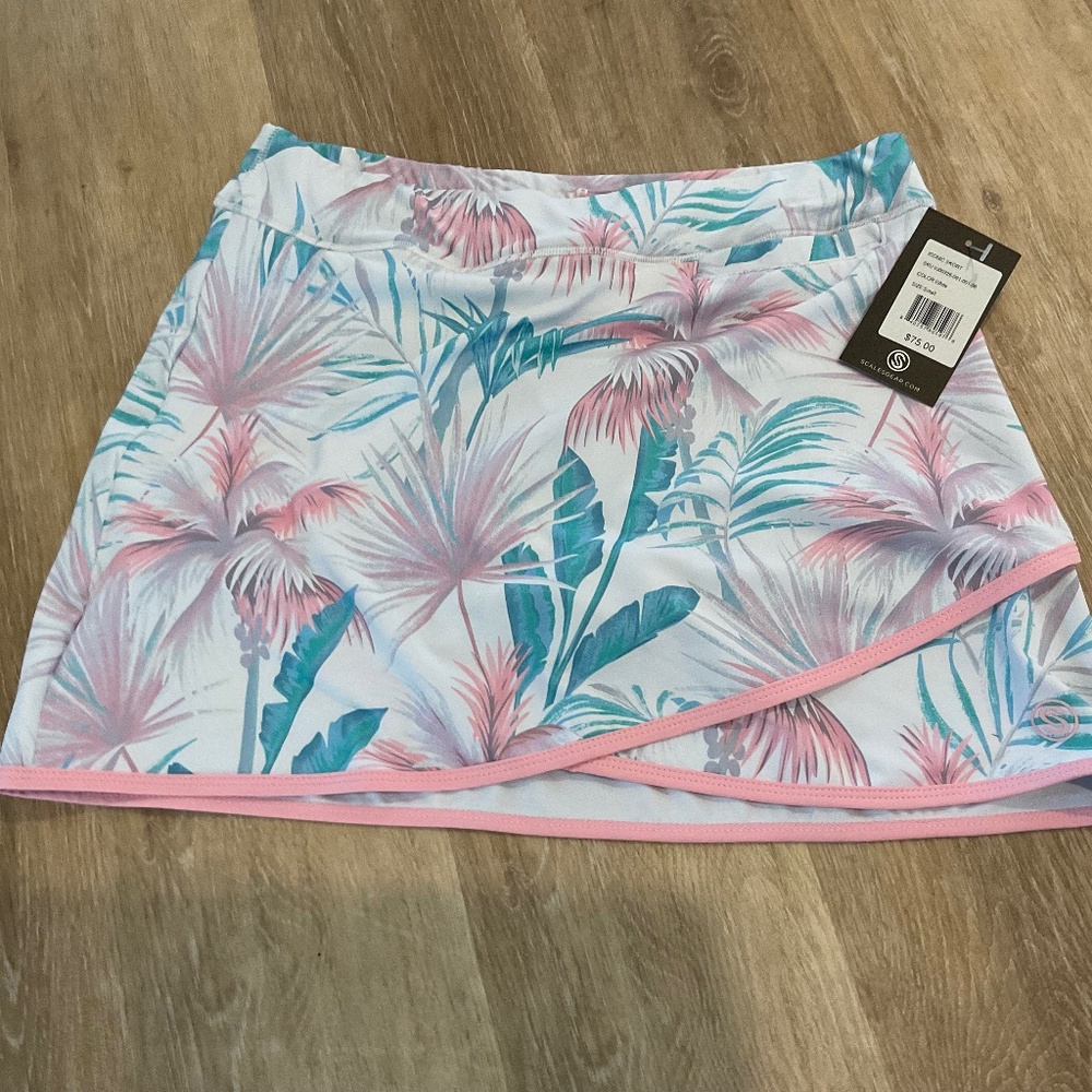 Tropical Print Mini Skirt - Pink and Blue